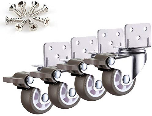 Möbelrollen, 4 Stück Rollen Mit Bremse, 360 Grad Rundum Drehbar, Aus Gummi, Leichte Montage, Jede Tragkraft 110 Kg, Rollen Für Möbel, Leises Abrollen, Gummirollen