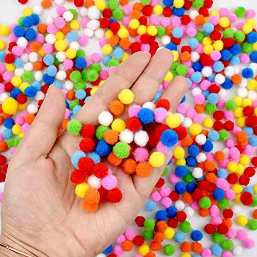 Kunsthandwerk Pompons Bälle 2000 Stück 10 mm Bunte Pompons für Kinder Mini Verschiedene Pompons für Hobbybedarf und DIY Kreativen Handwerk Dekorationen