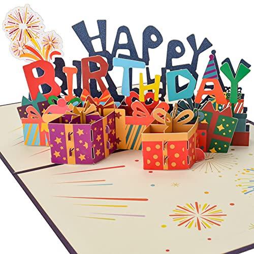 AIBAOBAO Geburtstagskarte 3D Pop Up Happy Birthday Karte, Papier-Cut Zum Geburtstag Schön Geschnittene Grußkarten, Grußkarte Inklusive Umschlag für Familie, Kollegen, Freunde, Kinder, Geliebte, Eltern