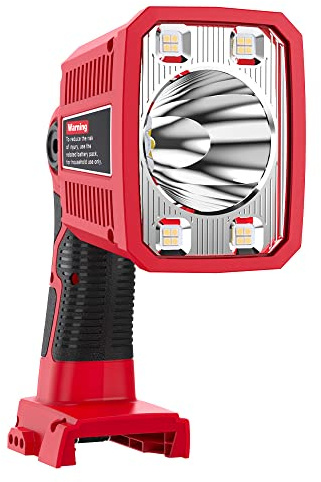 DTEZTECH Linterna de 18 W para Milwaukee M18 batería de iones de litio de 18 V, reflector de linterna de 1250 lm con puerto USB, herramienta de luz de trabajo con cabezal giratorio de 110 grados, luz