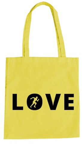 Love Rennen Baumwolltasche - Laufen Joggen Sprinten Marathon Triathlon Liebe Gelb