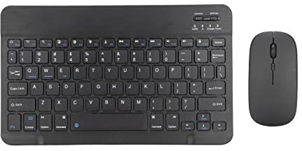 Combinazione Mouse e Tastiera Bluetooth, Set Wireless Sottile Compatto Ultra Silenzioso, Ergonomico 1600 DPI, Ricaricabile per Tablet Computer Casa Ufficio (Nero)