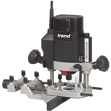 Trend T5 1/4 Inch Variable Speed Workshop Router, Perfect for Hinge Cutting, Dovetailing & Timber Profiling, 1000W, 240V, Black, T5EB/MK2