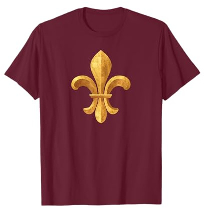 FleurArt T-Shirt Homme Noir Uni Fleur de lys Symbole floral emblématique utilisé en héraldique. Léger, Coupe classique, manche courte, col en U, taille S