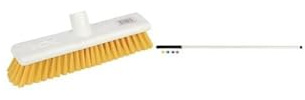 Jantex Soft Hygiene Broom Yellow - 300mm 12 & Jantex Clipex Handle with Colour Clips - 1371mm 54