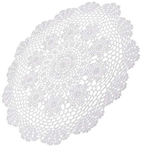 barenx Lot de 2 sets de table avec napperon en dentelle en coton et crochet Blanc 50 cm