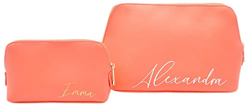Schminktasche mit Namen, personalisierte Kulturtasche, Necessaire mit Wunschnamen, Kosmetiktasche (Kleine Tasche - M)
