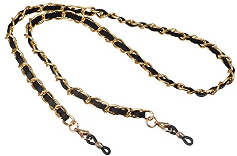 sourcing map Brillen Halterung Riemen Schnur 30 Sonnenbrille Gold+Schwarz | Schnur Riemen Rund Hals Brillen Kette Hut Riemen Schlüsselband