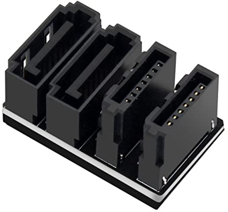 Daroplo 1 StüCk Doppel 7 Pin Buchse auf Doppel 7 Pin Stecker, 180 Grad Abgewinkelt Adapter Hauptplatine Adapter für Desktops SSD HDD