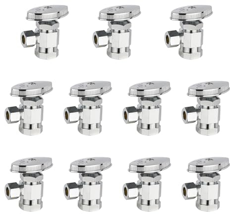 (Pack of 10) EFIELD Multi-Turn Angle Stop Valve 1/2 Fip Iron Pipe x 3/8 OD, LF Brass Chrome Plate, NSF/ANSI 61,(VALVE365-10PCS)