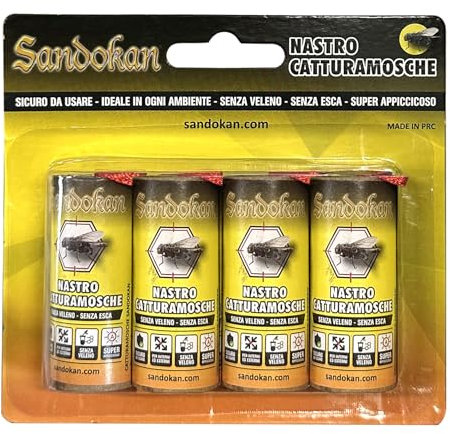 Trappola per Moscerini 4 pezzi, Srotolabile e Appendibile, Ideale per Mosche e Piccoli Insetti, Adatto a Tutti gli ambienti