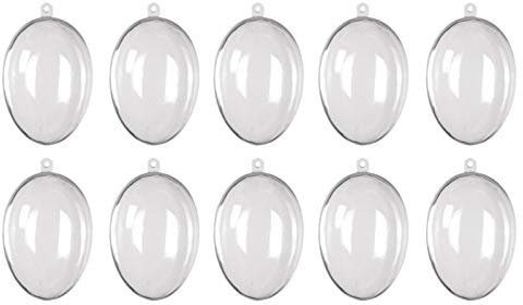 JUOPZKENN Plastikkugeln, 10 Stück, Transparente, Befüllbare Weihnachtsornamente, Kugeln, Plastikeier, Künstliche Eier, Spielzeug, DIY, Befüllbares Ei, Ostern, Hochzeit, Party, Zuhause,(#1 10cm)