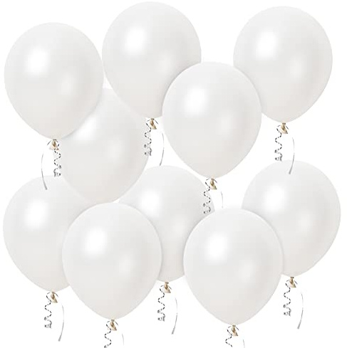Luftballons Weiß, 60 Stück 12 Zoll Weiss Latex Ballons, White Helium Balloons mit Bändern, Partyballon Dekorationen für Geburtstage Babyparties Hochzeit Valentinstag Graduierung Kommunion Thema Party