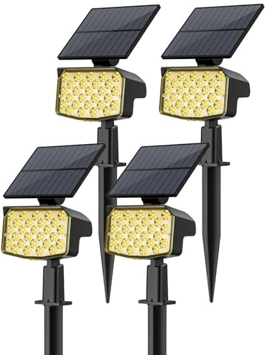 NACINIC Solar Garden Lights, 27 LED 3500k Solar Spot Lights Outdoor Garden, Landscape Spotlights Ip65 Waterproof 3 Modes Warm Light Wall Light Solar Lights Outdoor for Yard, Pathway, Driveway(4pcs)