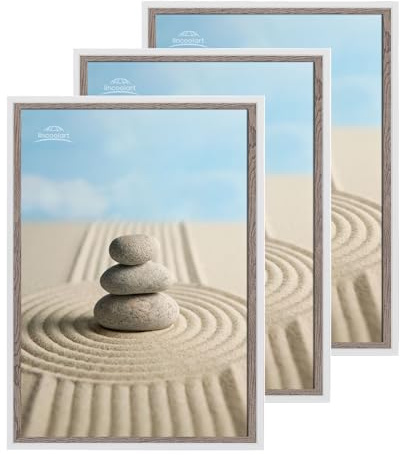 lincoolart Bilderrahmen 40x60 cm Weiß Holz Rahmen 60x40 cm Weiss Fotorahmen 3er Set mit Bruchsicherem Acrylglas für Kinderzeichnungen Fotos,Bilder,Poster