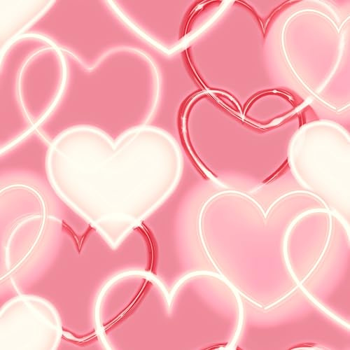 Neon Love Heart Wall White Red Pink Wallpaper - Modern Contemporary Trendy Stylish - Children's Room Featur Wall