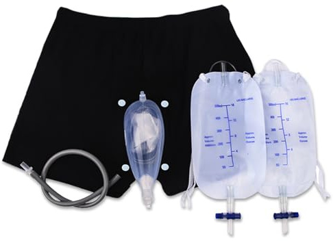 Herren -Inkontinenz -Slips Set Lecksicherung Inkontinenz Unterwäsche für Männer abnehmbares tragbares Urinal mit Urinbeutel und Silikon -Urinsammlerkatheter für Männer älter