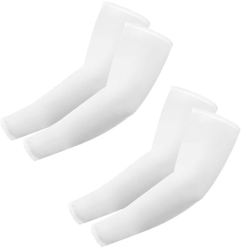 AOZUO 2 paia di manicotti da braccio per uomo e donna, protezione solare UV, manicotti da braccio per golf equitazione giochi manicotti per tutte le attività all'aperto, bianco, M