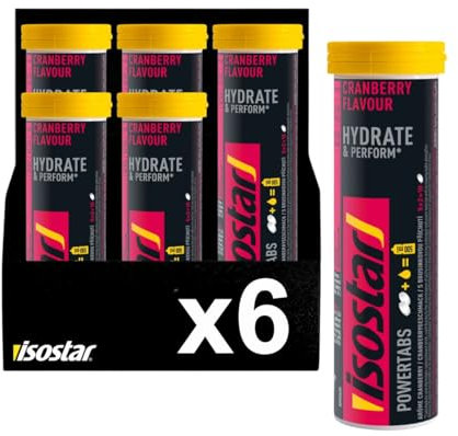 Isostar Sabor Arandanos, Hydrate & Perform Powertabs, Fórmula Isotónica, Preparado para Bebida de Aporte de Glúcidos y Electrolitos, Resistencia en Entrenamientos Prolongados, 120 g