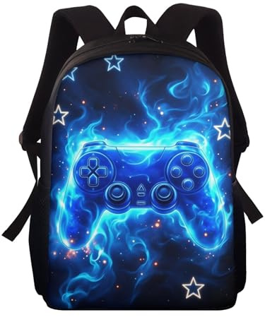 Wnbucioht Personalized Backpack for Kids Boys School,Blue Game Schoolbags Children Backpack 3D Lighting Game Book Bags Small Travel Rucksack School Bag Pack