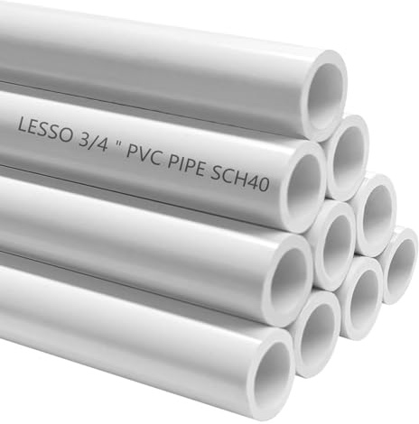 LESSO 10 PCS 3/4 PVC Pipe Furniture Grade, 3.28 FT feet DIY PVC Projects Set for Spring, Home, Greenhouse, Garden, Farm, Workshop, Summer, Sch.40 White [40 x 10 Pack]