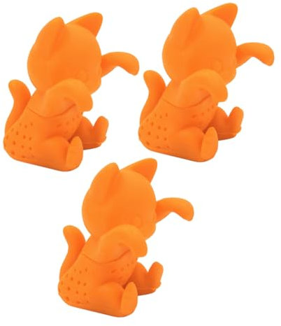 Ciieeo 3stücke Katzenteefilter Katzenteesieb Katzentee-ei Teekugelfilter Kaffeesieb Teebeutel-ei Für Tassen Hängendes Für Losen Mehrweg Filter Lose Diffusor Orange Silikon