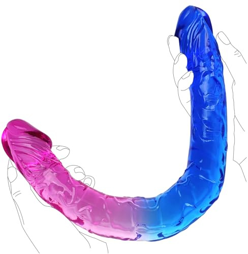 Gikk 17.3 Inch Double Ended Realistic Dildo Flexible Dildos for Lesbian, Anal G-spot Stimulator Long Dildo Penis Soft and Flexible with Veins and Glans Adult Sex Toys for Women Men Couple