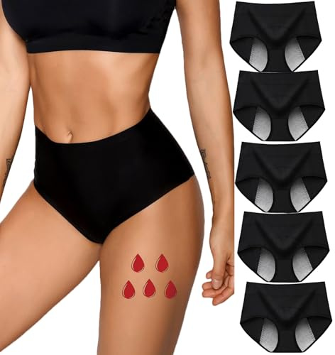 Baboies Periodenunterschwäsche Starke Blutung Hoch Taille Perioden Unterhosen Damen Menstruationsunterwäsche Atmungsaktiv Postpartum Slips
