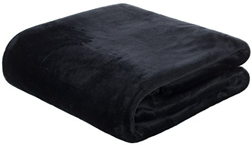 Brandsseller Couverture en flanelle super douce - Couvre-lit - Uni - 220 x 240 cm - Noir