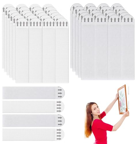 24Pairs (48 Strips) Large Picture Hanging Strips Heavy Duty,High Viscosity Hanging Picture Canvas Hanger No Nails, Removable Photo Frame Stickers for Wall, Damage Free Adhesive Poster Refill Mounting