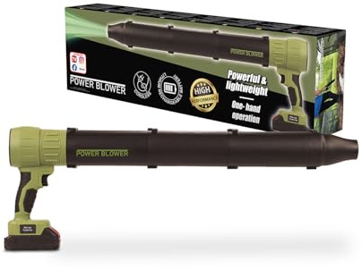 Genius Power Blower Akku Laubbläser 7 TLG, Kabellose Laubgebläse, tragbarer elektrischer Akku-Staubbläser, 120 km/h, nur 1.5 KG leichtes Gartengerät Universalbläser