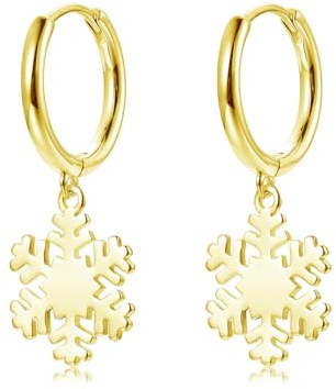 Glintara Julörhängen – 925 sterlingsilver snöflinga kreoler örhängen, örhängen silver 925 hängande med snöflinga, allergivänliga hängande örhängen jul presenter för kvinnor flickor, Sterlingsilver