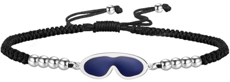 kkjoy Justerbart armband med flätat rep simglasögon i rostfritt stål handgjorda lyckokedja smycken för kvinnor och män simentusiaster, Talla única, Rostfritt stål, Ingen ädelsten