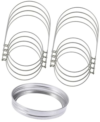 ULTECHNOVO 24Pcs Mason Jar Handles Tinplate Wire Hangers with Lid Rings Silver Elastic Jar Accessories for Home Decor Outdoor Lanterns Weddings BBQ Easy Installation