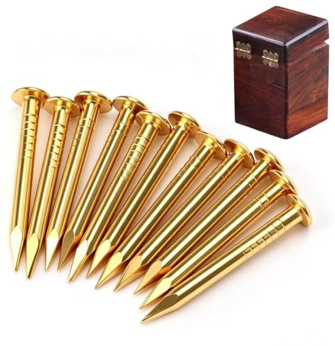100Pcs Round Head Brass Nails for Hinges Boxes Craft Projects, 10mm/15mm/18mm/22mm Furniture Hinge Hardware Nails for Household Woodworking Hanging Handmade Project (18mm)