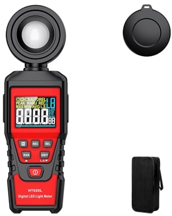 Misuratore Di Luce Digitale HT620 Illuminazione Temperatura Ambiente Portatile Con Portata Fino A 200.000 Lux Luxmetro Misurazione Ad Alta Precisione(HT620L)