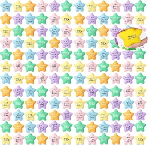 60Pcs Anti Stress Spielzeug Bälle,5.5CM Antistressball,Mini SchaumStressbälle,VerschiedeneSternMotivationstext Stressball,Antistressball Bälle Wutball für Kinder Erwachsene,Feiertagsgeschenke,12Farben