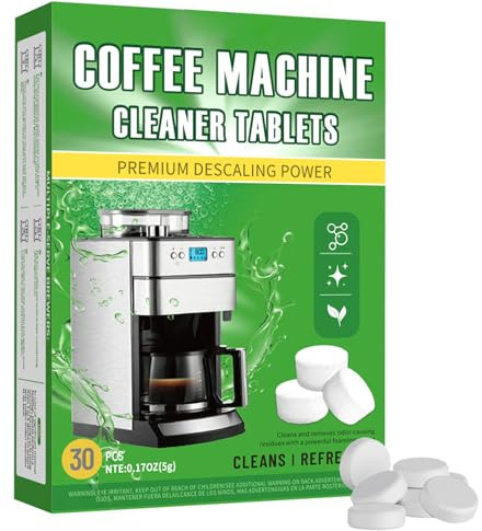 30 Pcs Coffee Machine Cleaning Tablets, 5g Each Powerful Descaler for Coffee Machines, Removes Coffee Oils and Residue, Compatible with All Coffee Machines and Espresso Machines