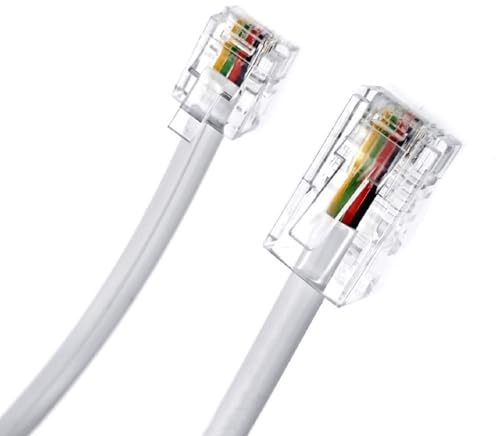 JZK Bianco 1M Cavo RJ11 a RJ45, cavo adattatore linea telefonica a banda larga, cavo di rete patch Ethernet, cavo modem ADSL, cavo piatto 6P4C maschio a 8P8C maschio per modem, router, linea fissa