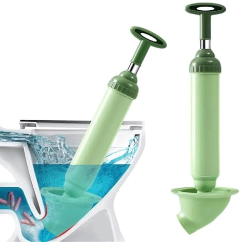High Pressure Toilet Plunger, Air Power Drain Clog Remover Tool, Powerful Suction Toilet Plunger Unclog, Sink Curved Drain Unblocker, for Toilet, Bathtub, Sink (Green)