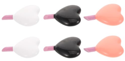 Happyyami 6 Pièces Stylo Polisseur à Ongles Portable en Plastique Embout de Cœur, Outil de Manucure pour Usage Quotidien et Moments de Détente