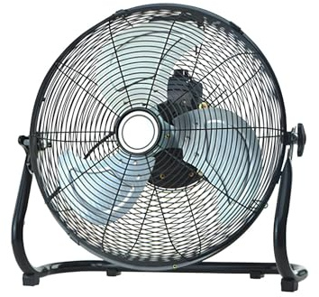 Ventilatore da Terra Industriale, Ventilatore in Metallo a 4 Velocità | Inclinazione 130°, 3 Pale in Alluminio, Cavo 3.0m per Officina e Magazzino(Nero,12in)
