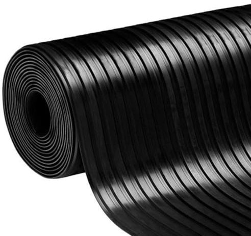 etm - Revêtement de Sol en Caoutchouc antidérapant - Tapis de Sol Usage Industriel - Protection amortissante Contre Les Chocs et l'usure pour Zones de Chargement - Breit gerippt, Noir 120x400 cm, 3mm