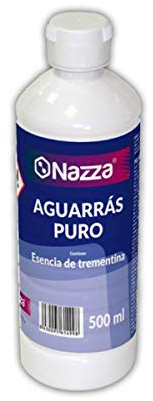 Aguarrás Puro Nazza | Esencia de Trementina | Aplicación y limpieza de pinturas sintéticas | Para aplicar pinturas al disolvente | Envase de 0,5 Litros