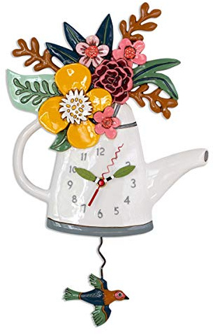 Allen Designs P1992 Swinging Pendulum Clock Blossoms 17.5 Inches X 11 Inches
