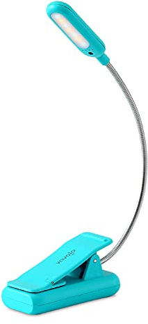 VAVOFO Clip On Book Light for Bed Kids, 7 LED Reading Light with 9-Level Warm Cool White Daylight, Eye Care Lamp with Power Indicator for Bookworms (Blue)