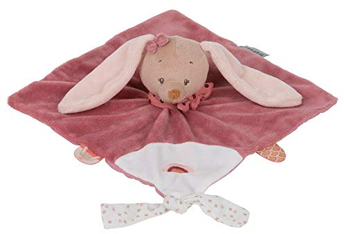 Nattou Schnuffeltuch Kaninchen Pauline, Wegbegleiter ab der Geburt, 27 x 27 cm, Pauline und Sasha, Altrosa/Rosa/Weiß, Standard, 244121