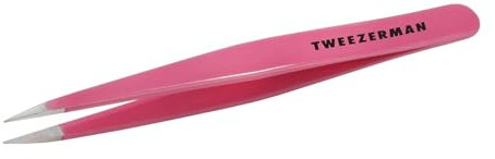 TWEEZERMAN Spitze Pinzette (Handgeschliffene Spitzen, Augenbrauen zupfen, Splitter entfernen, rostfreier Edelstahl), Pretty in Pink