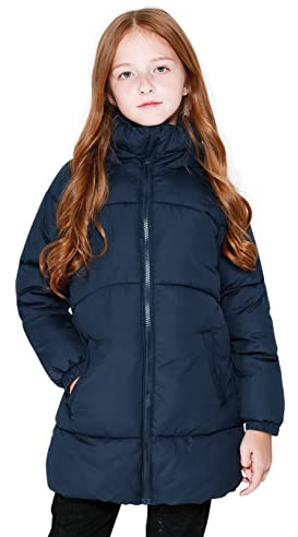 SOLOCOTE Niñas Invierno Abrigos Niños Pesado Mediana Longitud Chaquetas Caliente Puffly Down-like Algodón Guata Ropa de abrigo para niños marina 13-14 años