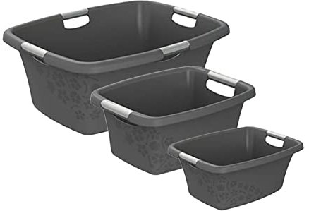 Rotho Flowers Wäschekorbset 3 TLG. 12l / 25l / 50l, Kunststoff (PP) BPA-frei, anthrazit, 12l, 25l, 50l